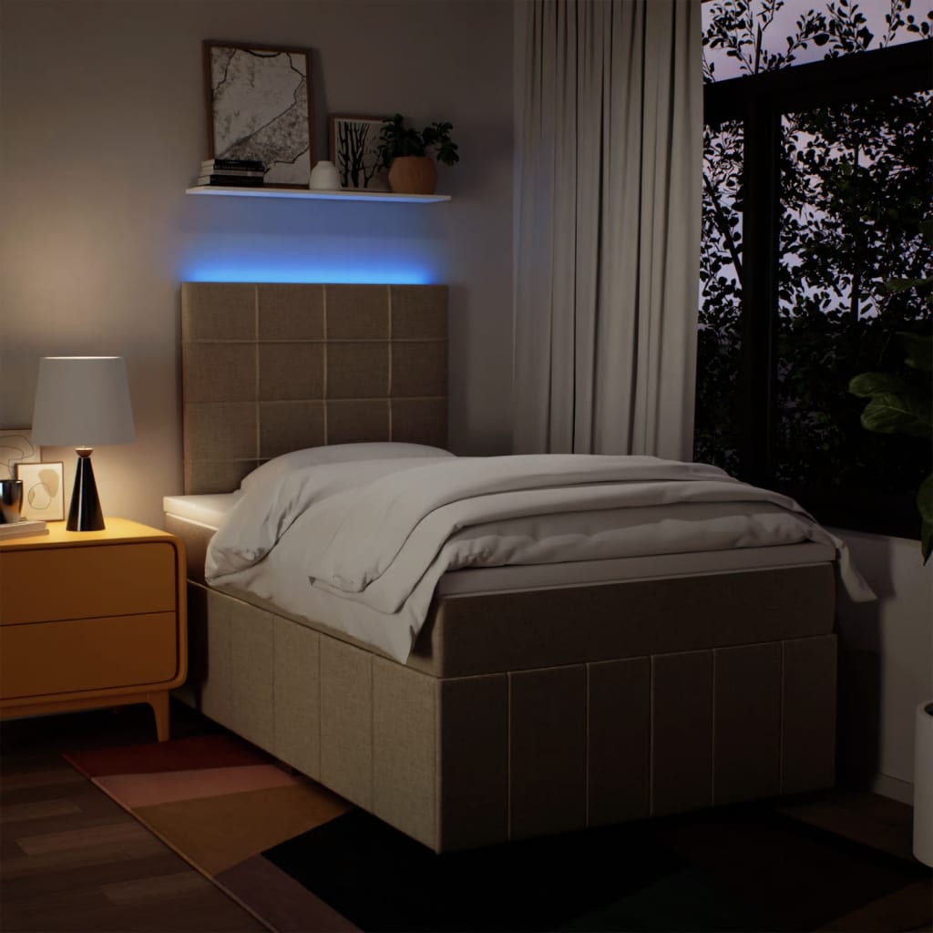 Boxspring met matras stof crèmekleurig 120x190 cm is nu te koop bij PeponiXL, paradijselijk wonen!