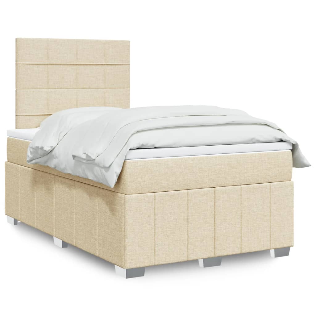 Boxspring met matras stof crèmekleurig 120x190 cm is nu te koop bij PeponiXL, paradijselijk wonen!