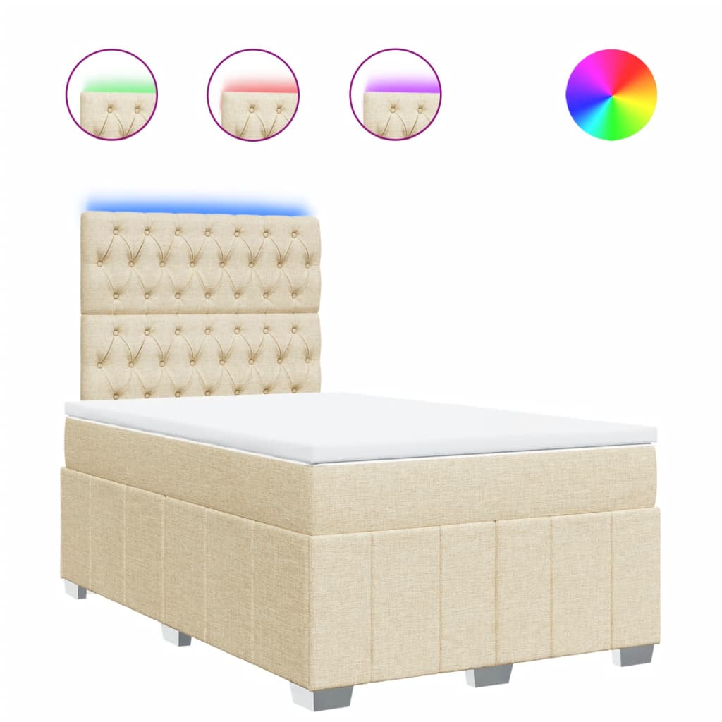 Boxspring met matras stof crèmekleurig 120x190 cm is nu te koop bij PeponiXL, paradijselijk wonen!