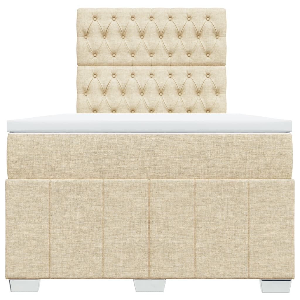 Boxspring met matras stof crèmekleurig 120x190 cm is nu te koop bij PeponiXL, paradijselijk wonen!