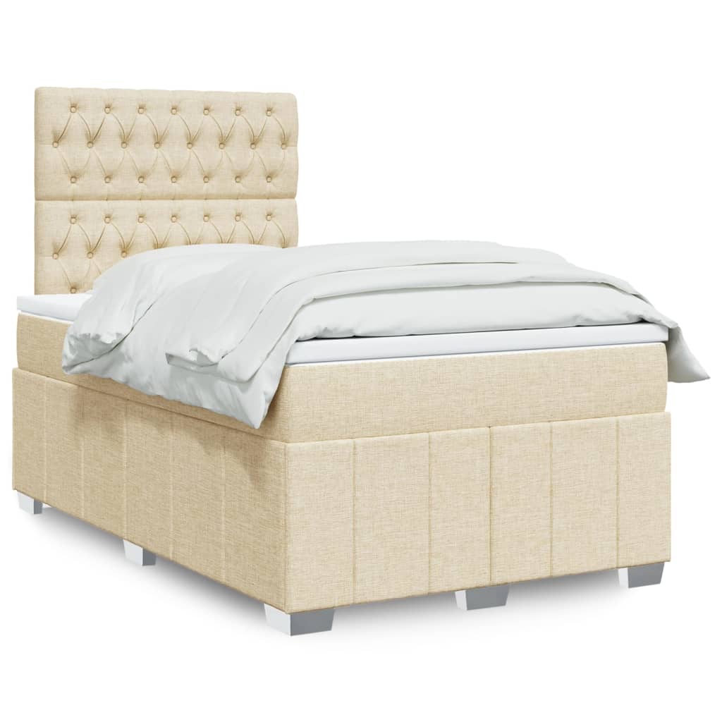 Boxspring met matras stof crèmekleurig 120x190 cm is nu te koop bij PeponiXL, paradijselijk wonen!
