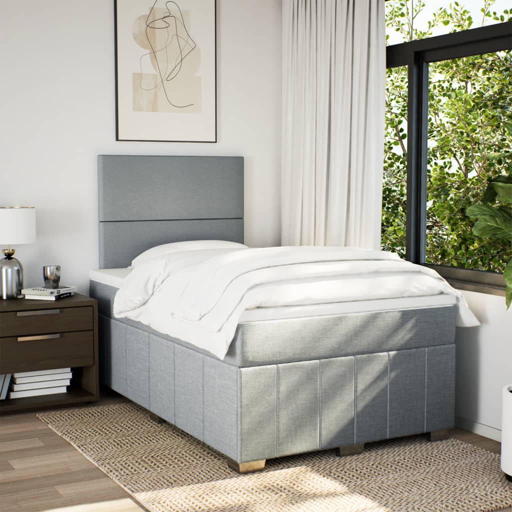 Boxspring met matras stof lichtgrijs 120x200 cm is nu te koop bij PeponiXL, paradijselijk wonen!