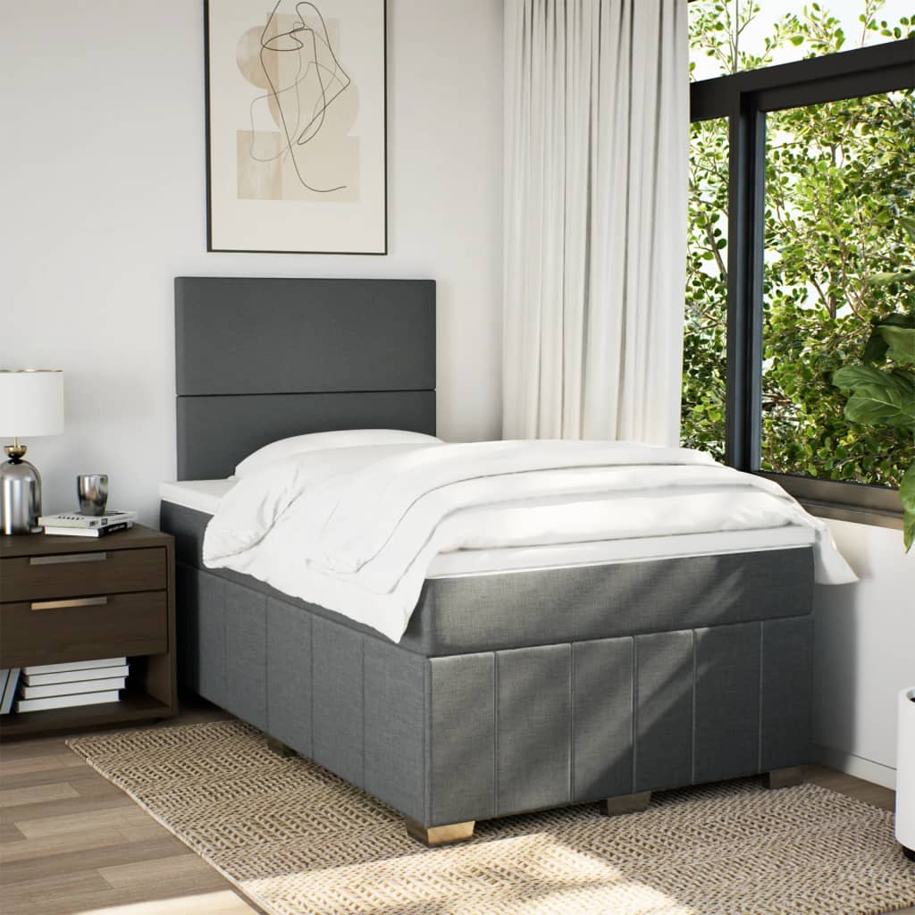 Boxspring met matras stof donkergrijs 120x200 cm is nu te koop bij PeponiXL, paradijselijk wonen!