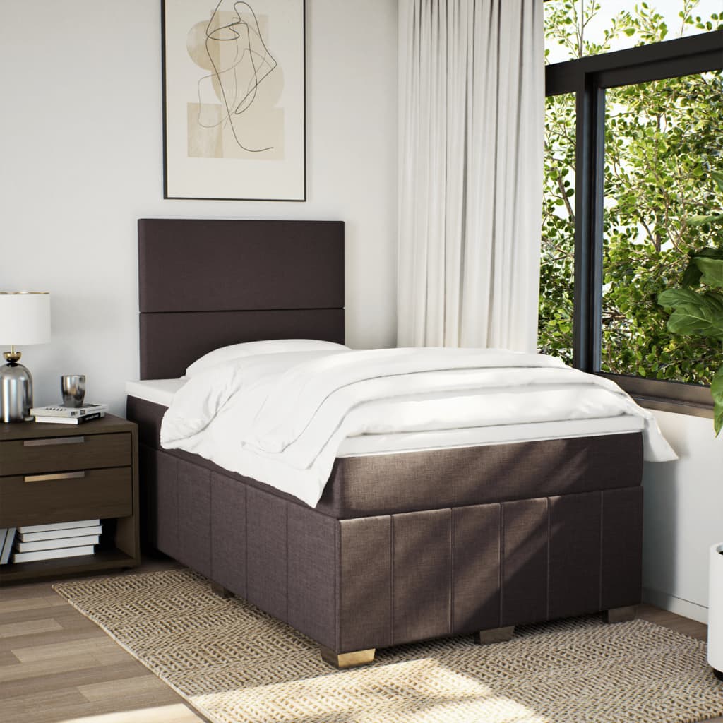 Boxspring met matras stof donkerbruin 120x200 cm is nu te koop bij PeponiXL, paradijselijk wonen!