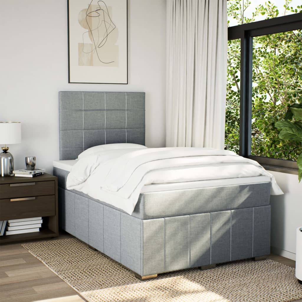Boxspring met matras stof lichtgrijs 120x200 cm is nu te koop bij PeponiXL, paradijselijk wonen!