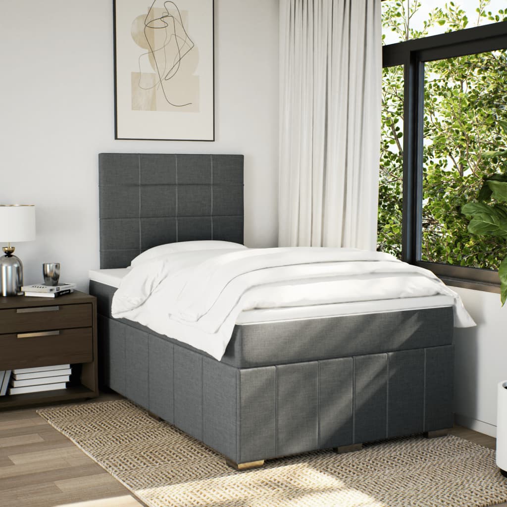 Boxspring met matras stof donkergrijs 120x200 cm is nu te koop bij PeponiXL, paradijselijk wonen!