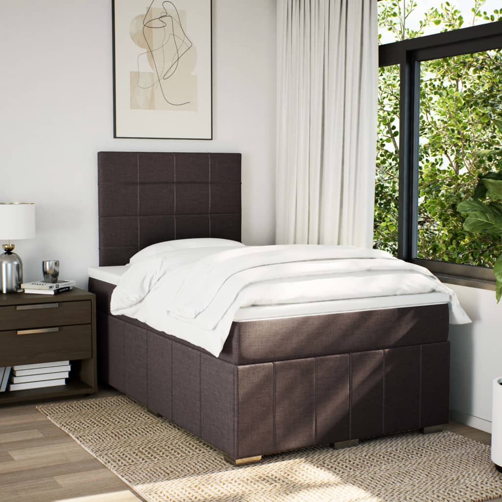 Boxspring met matras stof donkerbruin 120x200 cm is nu te koop bij PeponiXL, paradijselijk wonen!