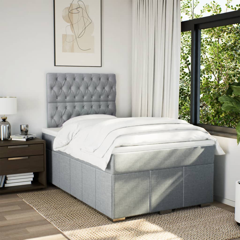 Boxspring met matras stof lichtgrijs 120x200 cm is nu te koop bij PeponiXL, paradijselijk wonen!