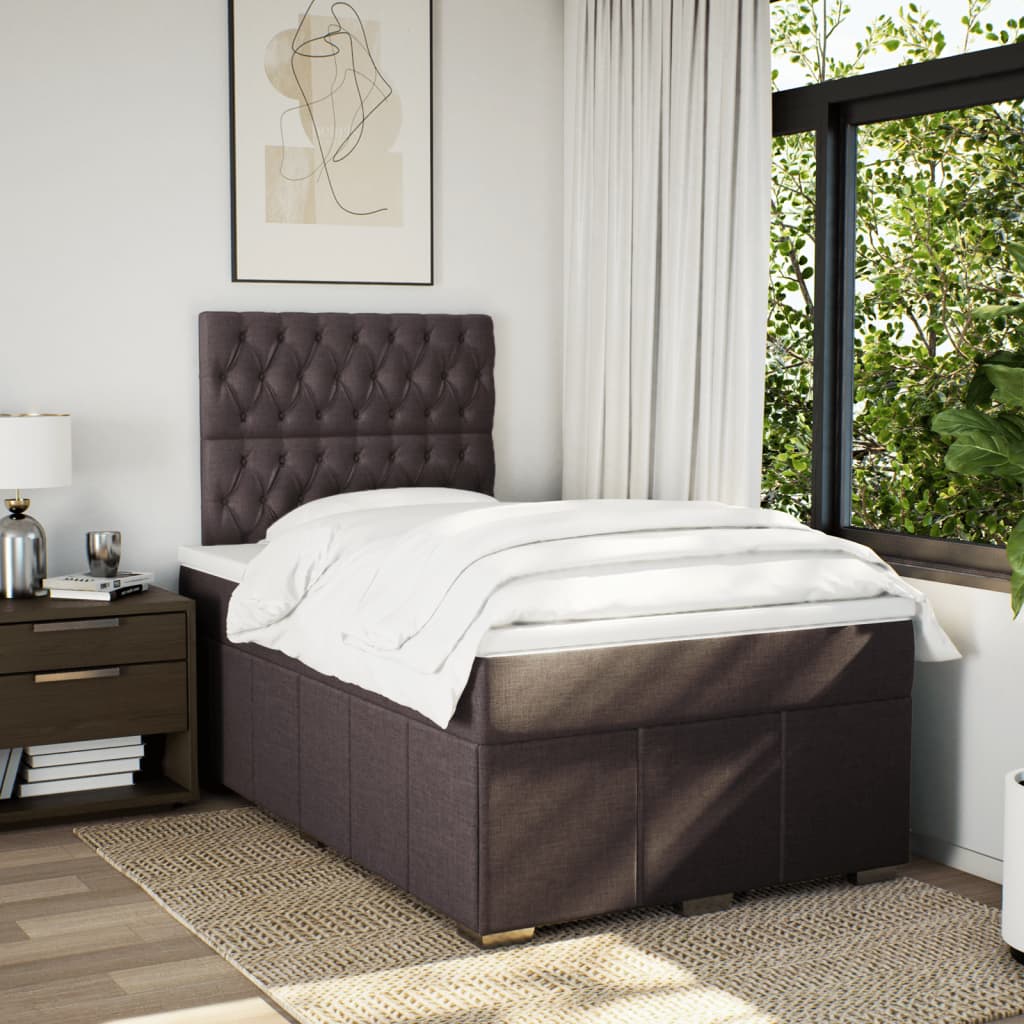 Boxspring met matras stof donkerbruin 120x200 cm is nu te koop bij PeponiXL, paradijselijk wonen!