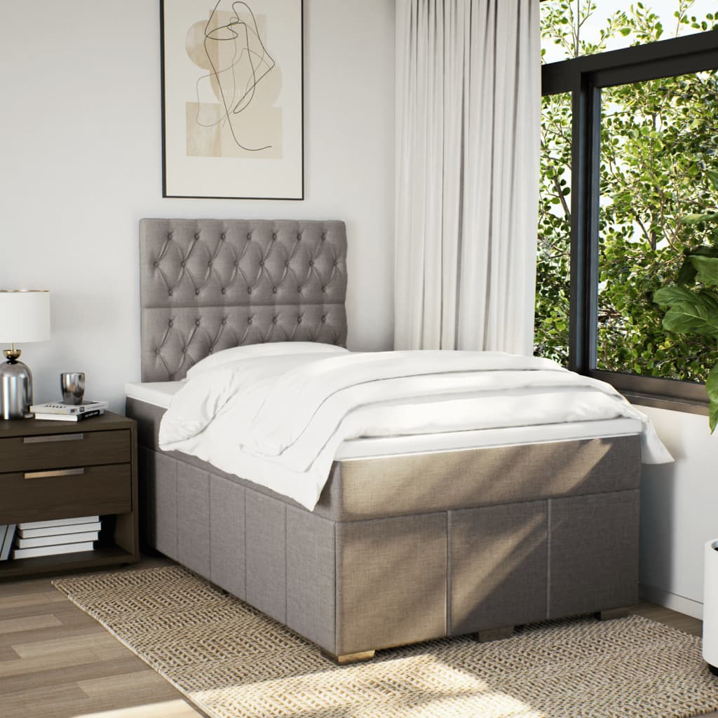 Boxspring met matras stof taupe 120x200 cm