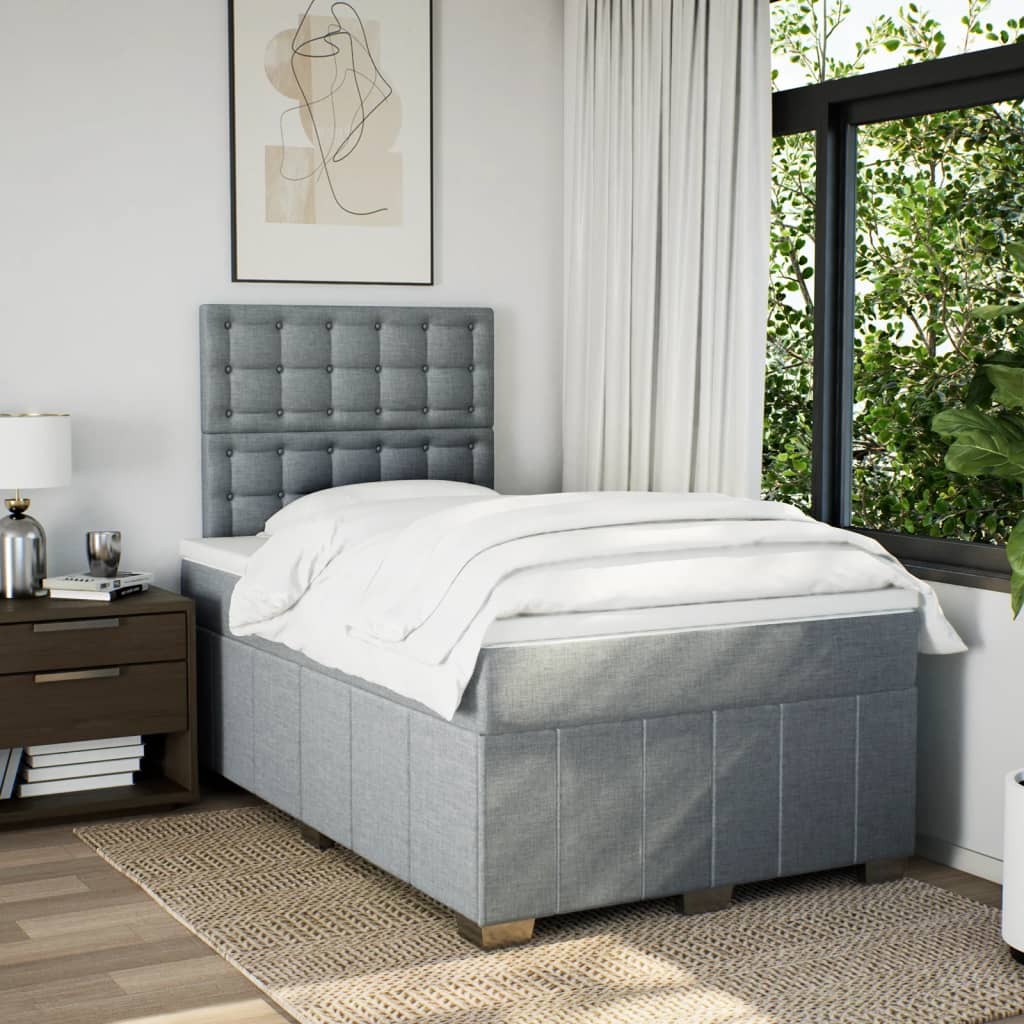 Boxspring met matras stof lichtgrijs 120x200 cm is nu te koop bij PeponiXL, paradijselijk wonen!