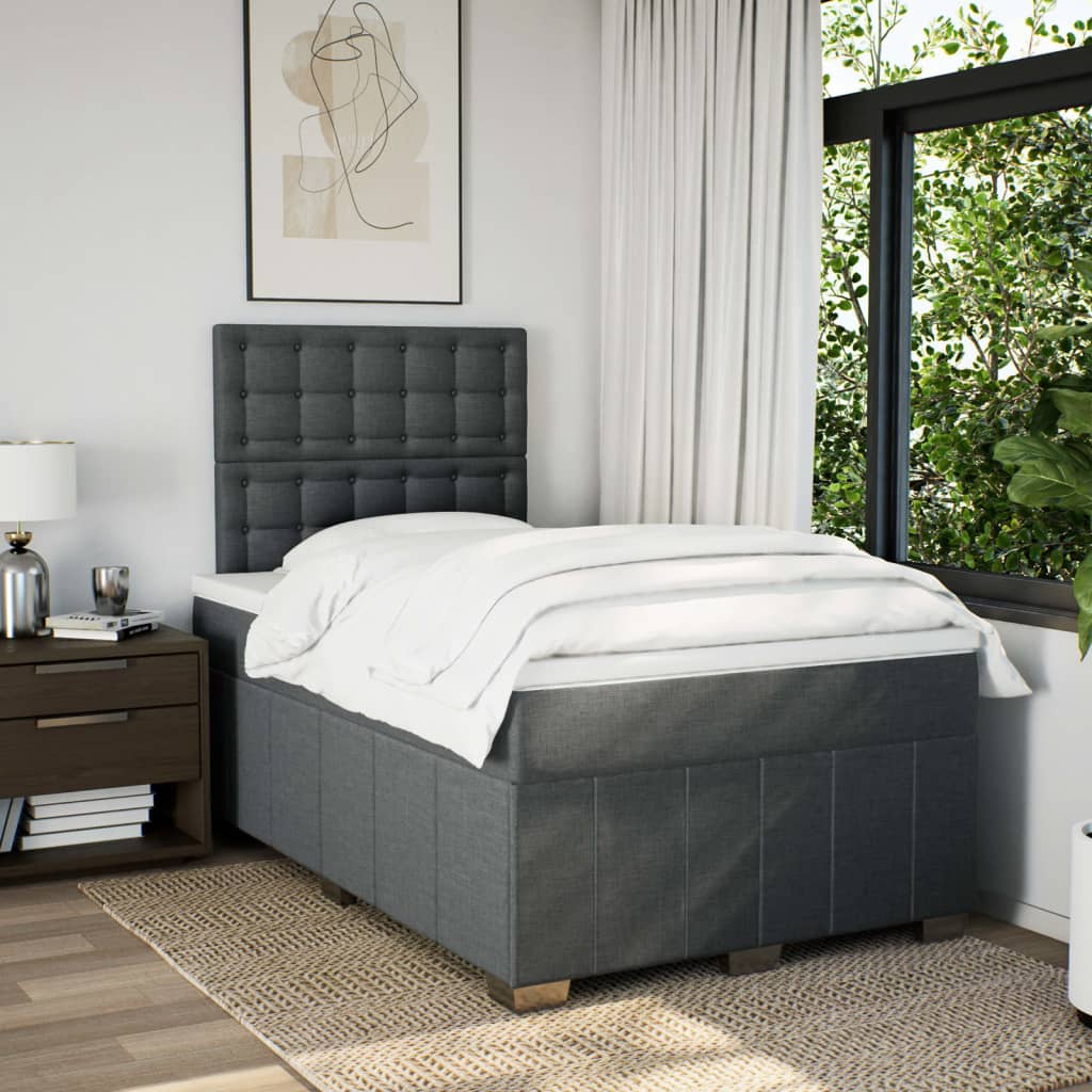Boxspring met matras stof donkergrijs 120x200 cm is nu te koop bij PeponiXL, paradijselijk wonen!