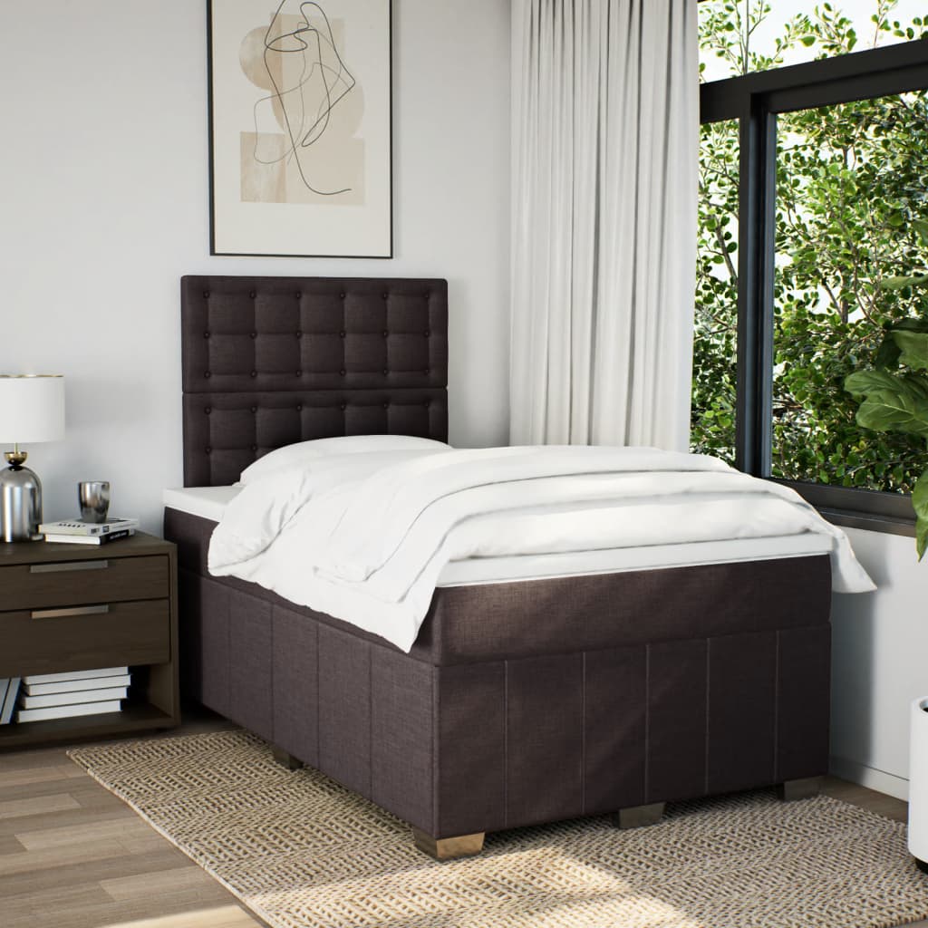 Boxspring met matras stof donkerbruin 120x200 cm is nu te koop bij PeponiXL, paradijselijk wonen!