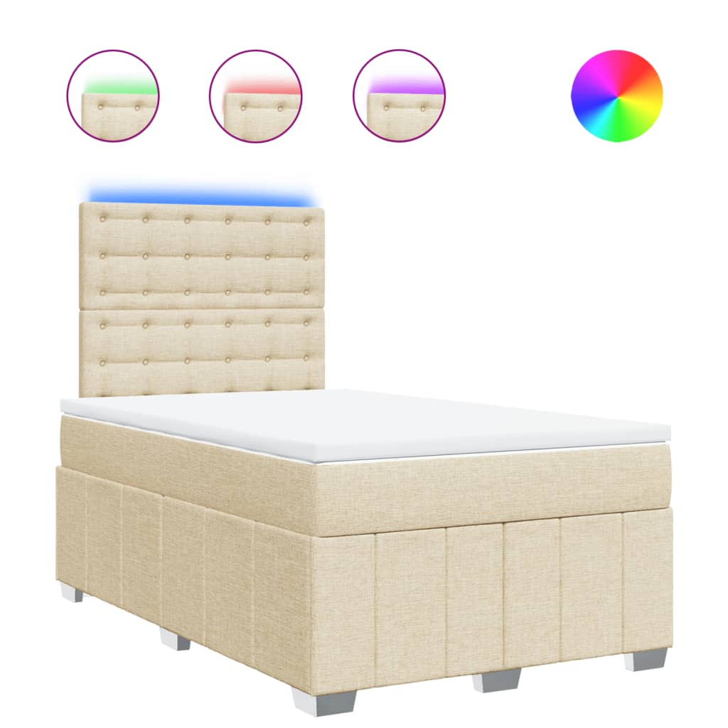 Boxspring met matras stof crèmekleurig 120x200 cm is nu te koop bij PeponiXL, paradijselijk wonen!