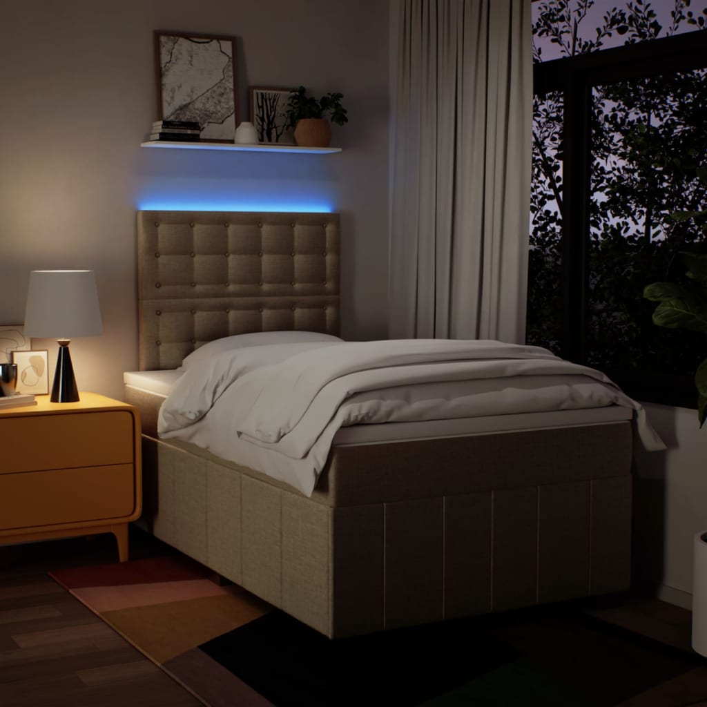 Boxspring met matras stof crèmekleurig 120x200 cm is nu te koop bij PeponiXL, paradijselijk wonen!