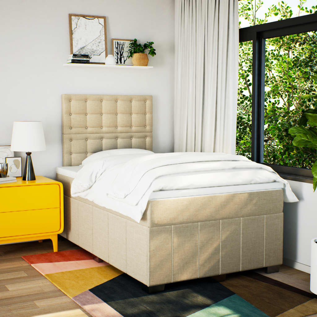 Boxspring met matras stof crèmekleurig 120x200 cm is nu te koop bij PeponiXL, paradijselijk wonen!