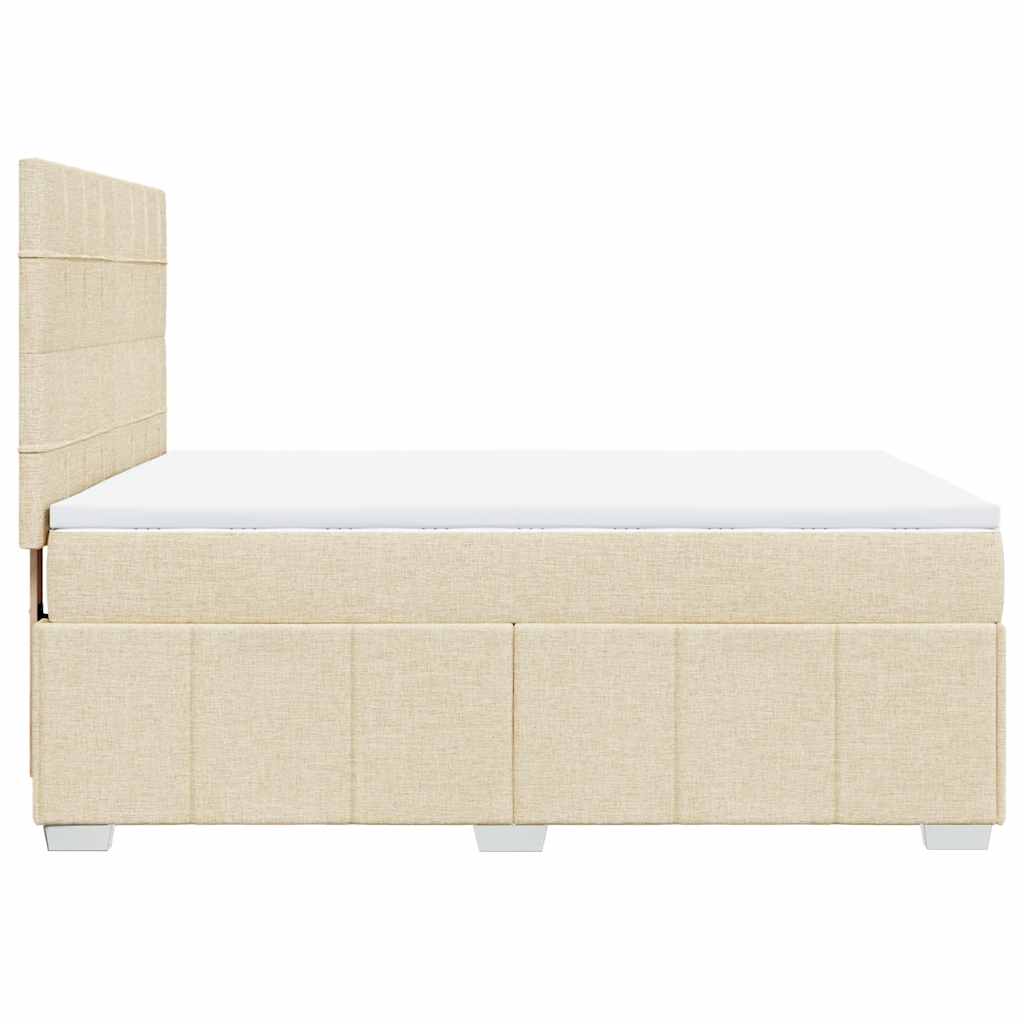 Boxspring met matras stof crèmekleurig 140x190 cm is nu te koop bij PeponiXL, paradijselijk wonen!