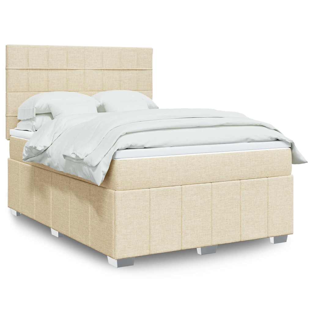 Boxspring met matras stof crèmekleurig 140x190 cm is nu te koop bij PeponiXL, paradijselijk wonen!