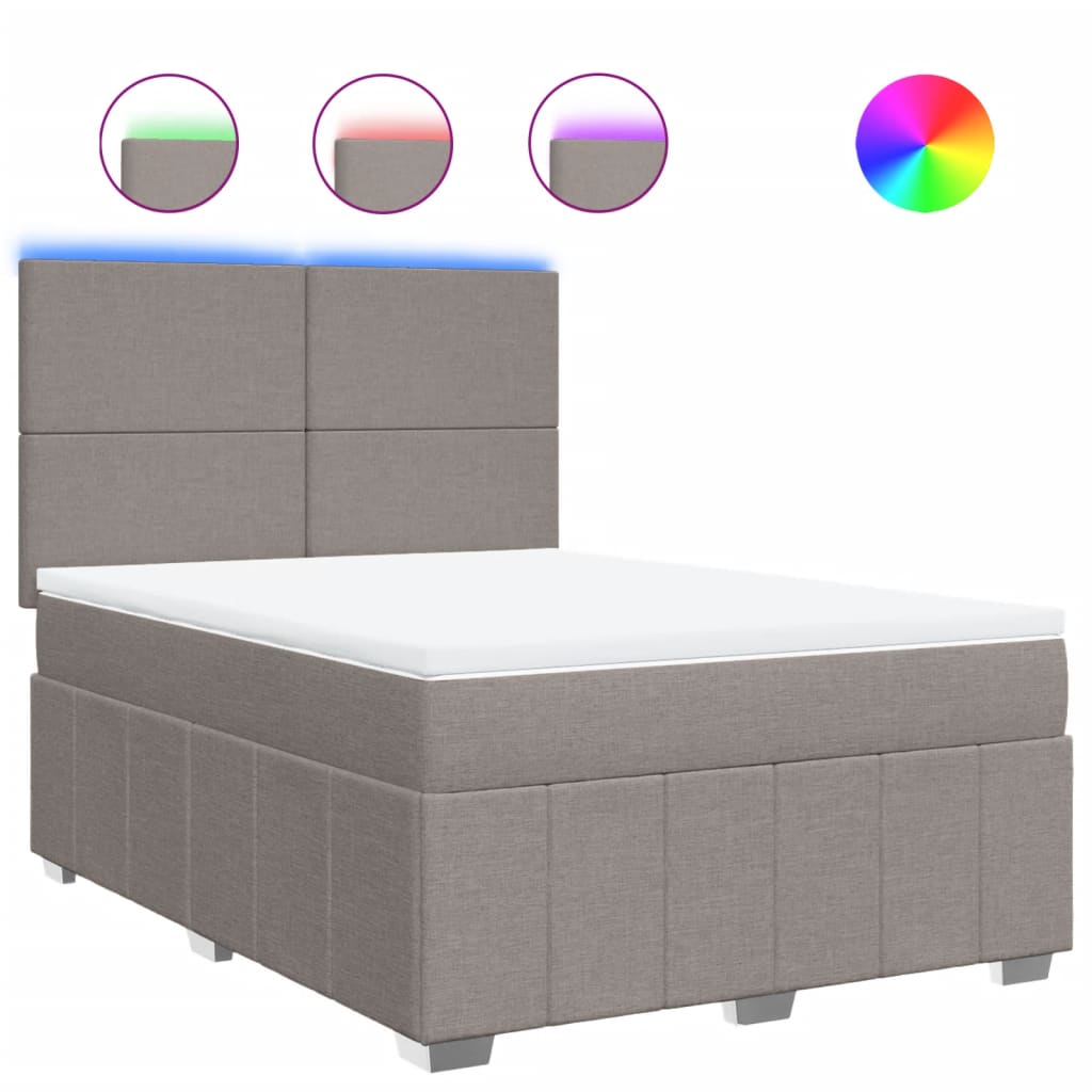 Boxspring met matras stof taupe 140x200 cm is nu te koop bij PeponiXL, paradijselijk wonen!