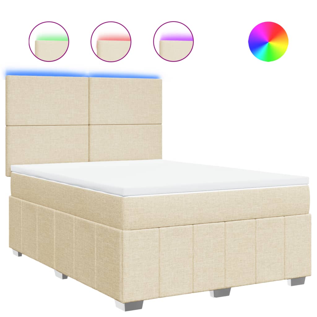Boxspring met matras stof crèmekleurig 140x200 cm is nu te koop bij PeponiXL, paradijselijk wonen!