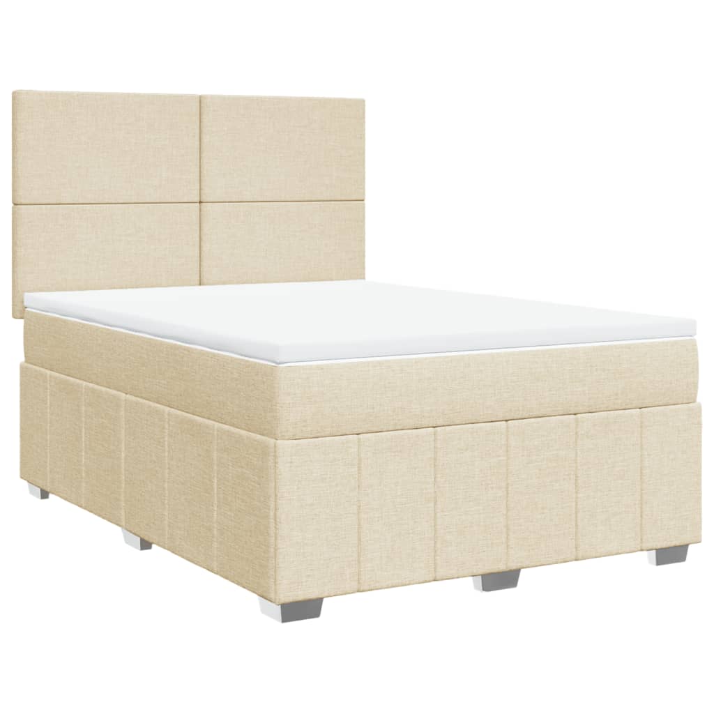 Boxspring met matras stof crèmekleurig 140x200 cm is nu te koop bij PeponiXL, paradijselijk wonen!