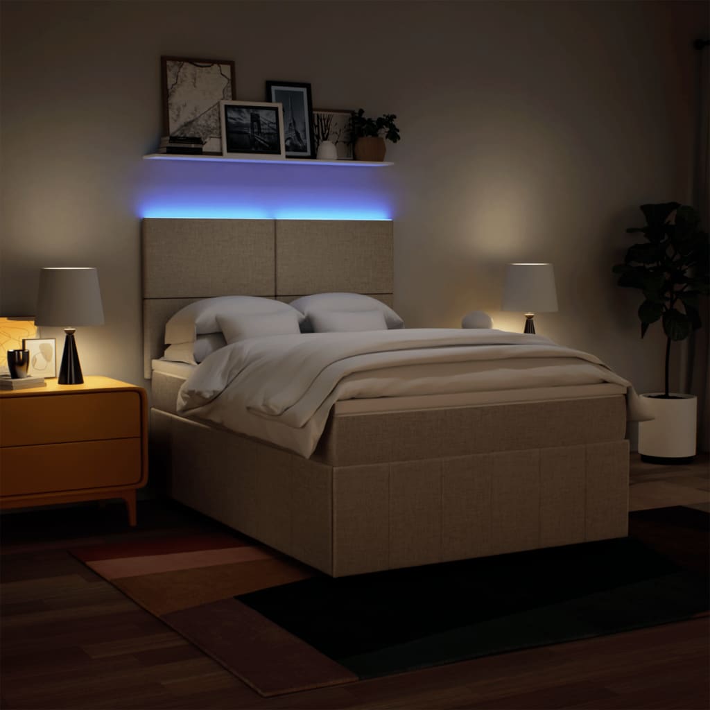 Boxspring met matras stof crèmekleurig 140x200 cm is nu te koop bij PeponiXL, paradijselijk wonen!