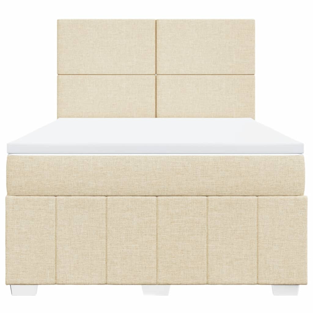 Boxspring met matras stof crèmekleurig 140x200 cm is nu te koop bij PeponiXL, paradijselijk wonen!