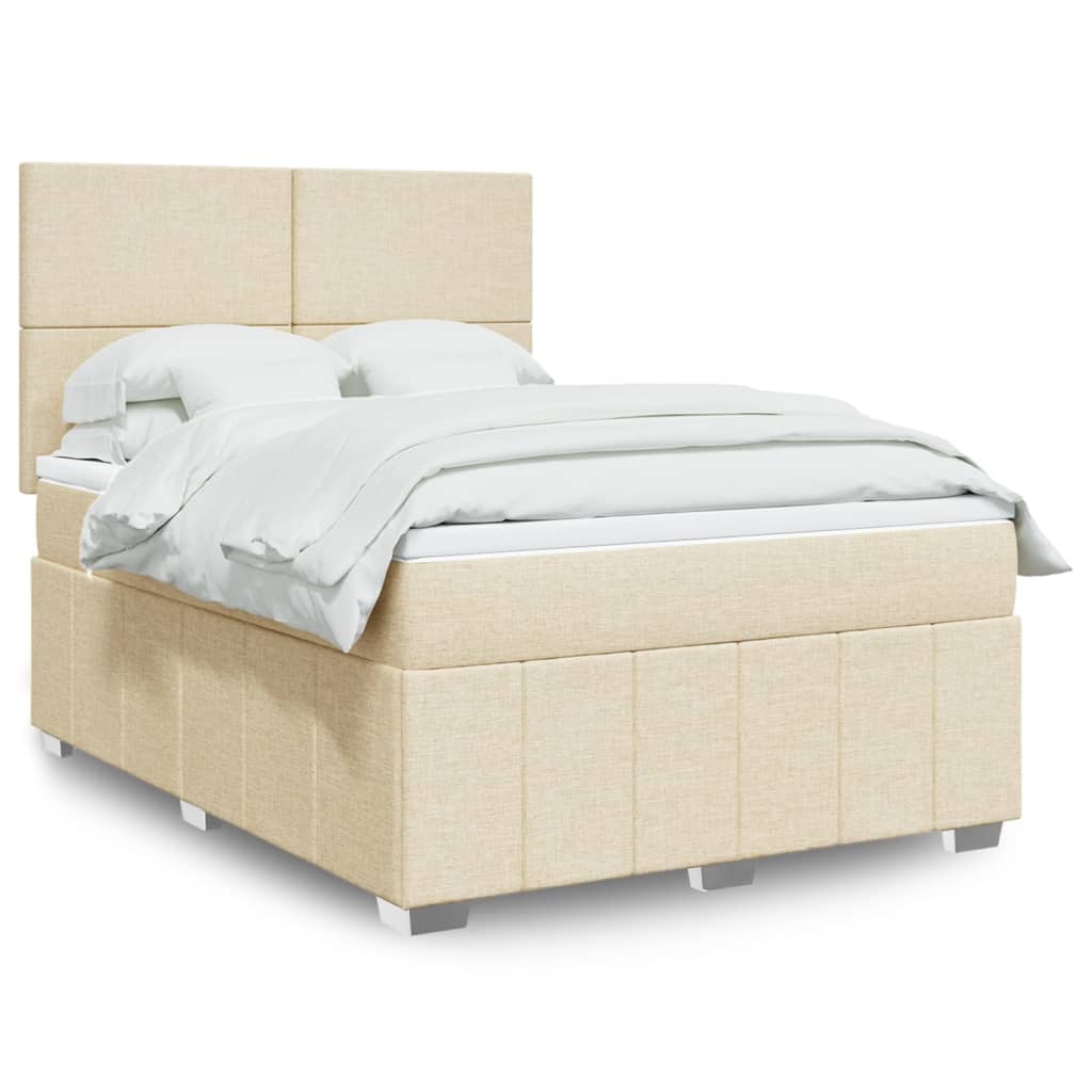Boxspring met matras stof crèmekleurig 140x200 cm is nu te koop bij PeponiXL, paradijselijk wonen!