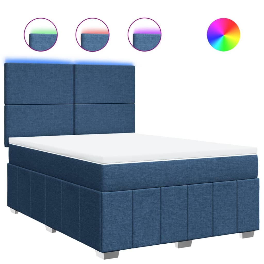 Boxspring met matras stof blauw 140x200 cm is nu te koop bij PeponiXL, paradijselijk wonen!