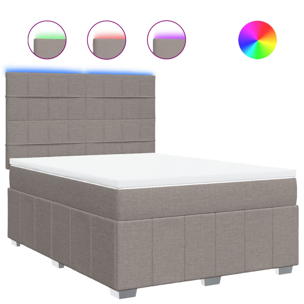 Boxspring met matras stof taupe 140x200 cm is nu te koop bij PeponiXL, paradijselijk wonen!