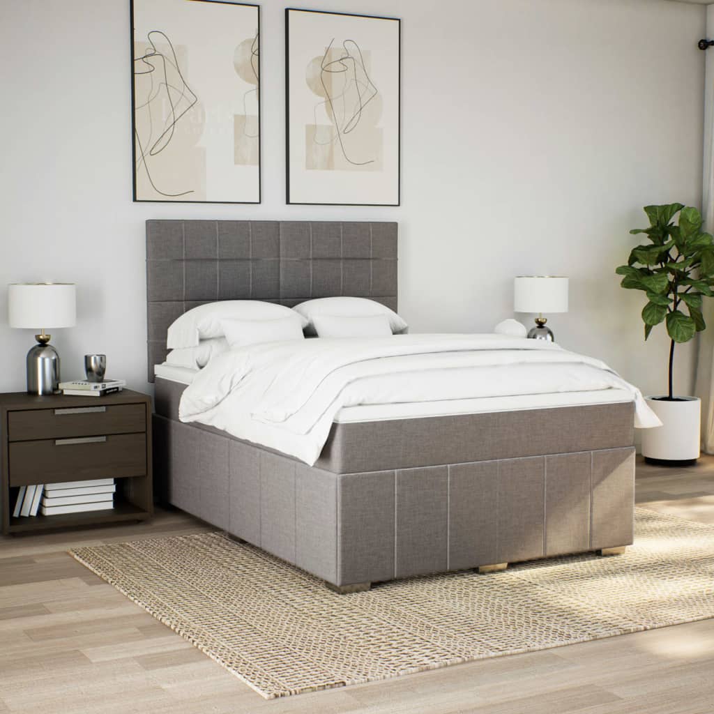 Boxspring met matras stof taupe 140x200 cm is nu te koop bij PeponiXL, paradijselijk wonen!