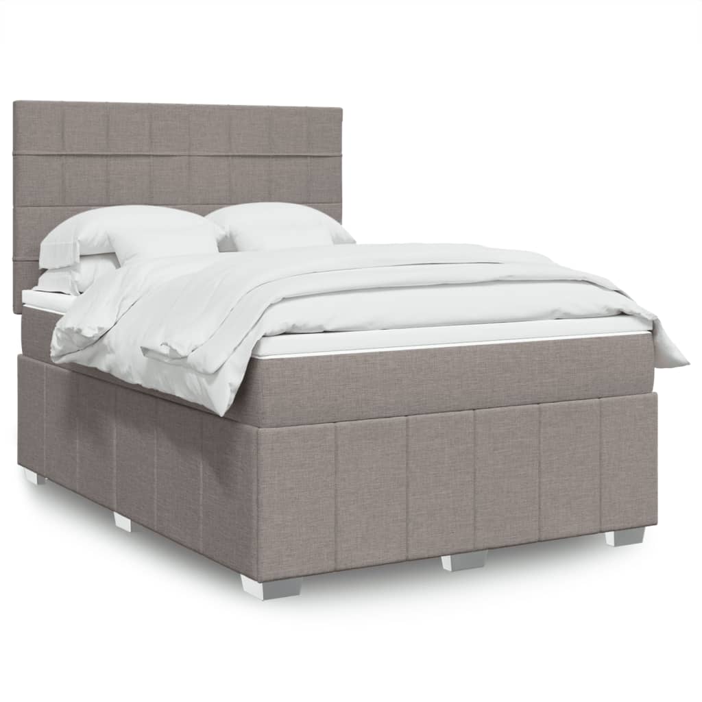 Boxspring met matras stof taupe 140x200 cm is nu te koop bij PeponiXL, paradijselijk wonen!