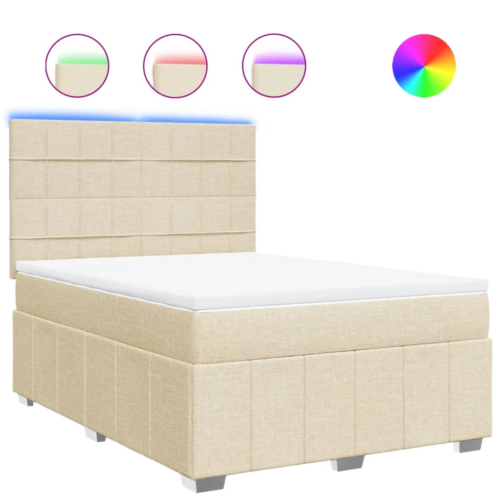 Boxspring met matras stof crèmekleurig 140x200 cm is nu te koop bij PeponiXL, paradijselijk wonen!