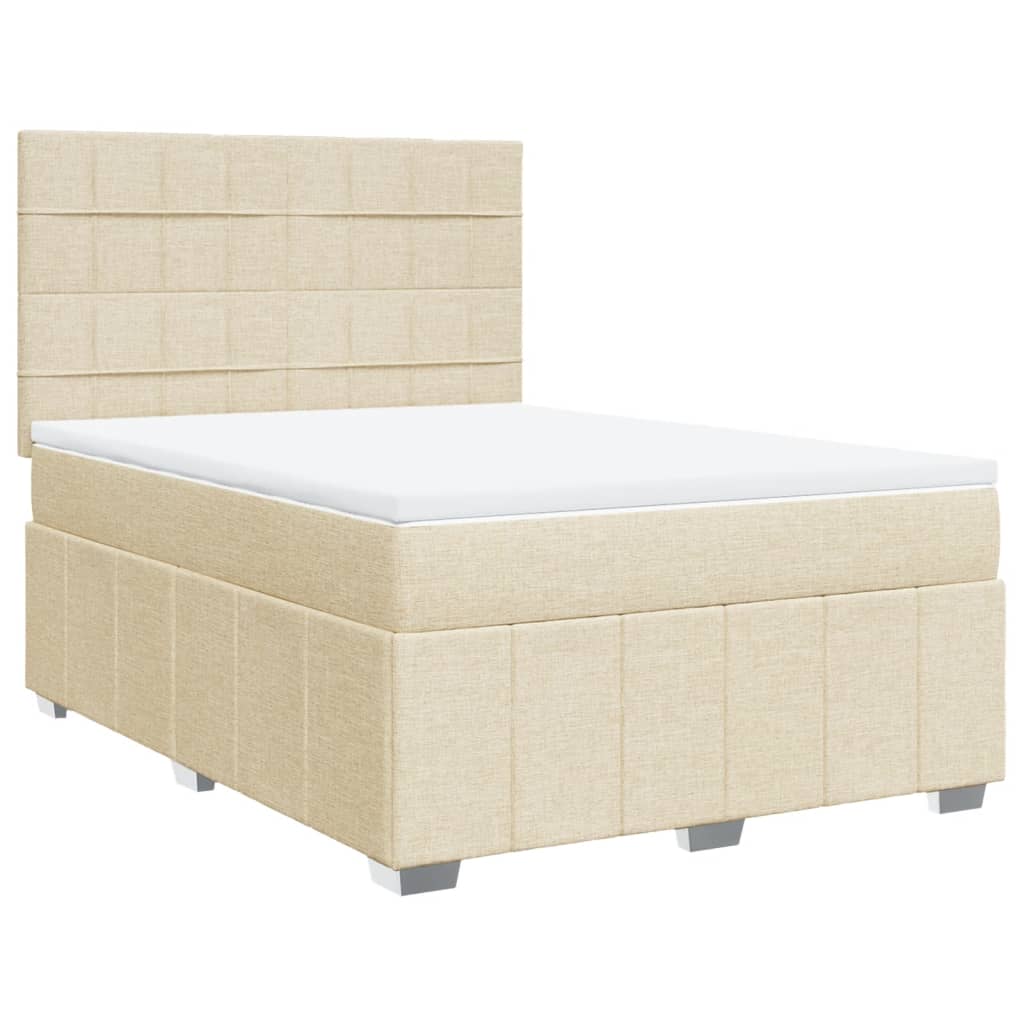 Boxspring met matras stof crèmekleurig 140x200 cm is nu te koop bij PeponiXL, paradijselijk wonen!