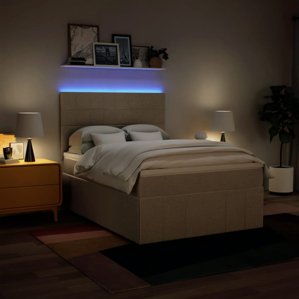 Boxspring met matras stof crèmekleurig 140x200 cm is nu te koop bij PeponiXL, paradijselijk wonen!