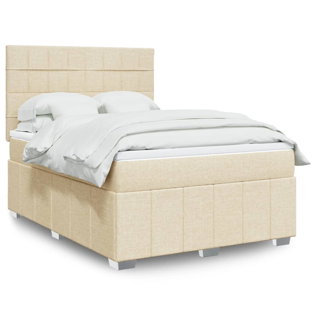 Boxspring met matras stof crèmekleurig 140x200 cm is nu te koop bij PeponiXL, paradijselijk wonen!