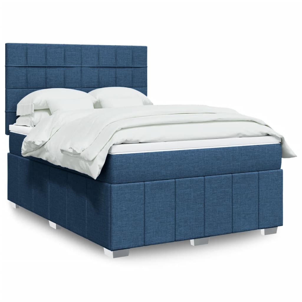 Boxspring met matras stof blauw 140x200 cm is nu te koop bij PeponiXL, paradijselijk wonen!