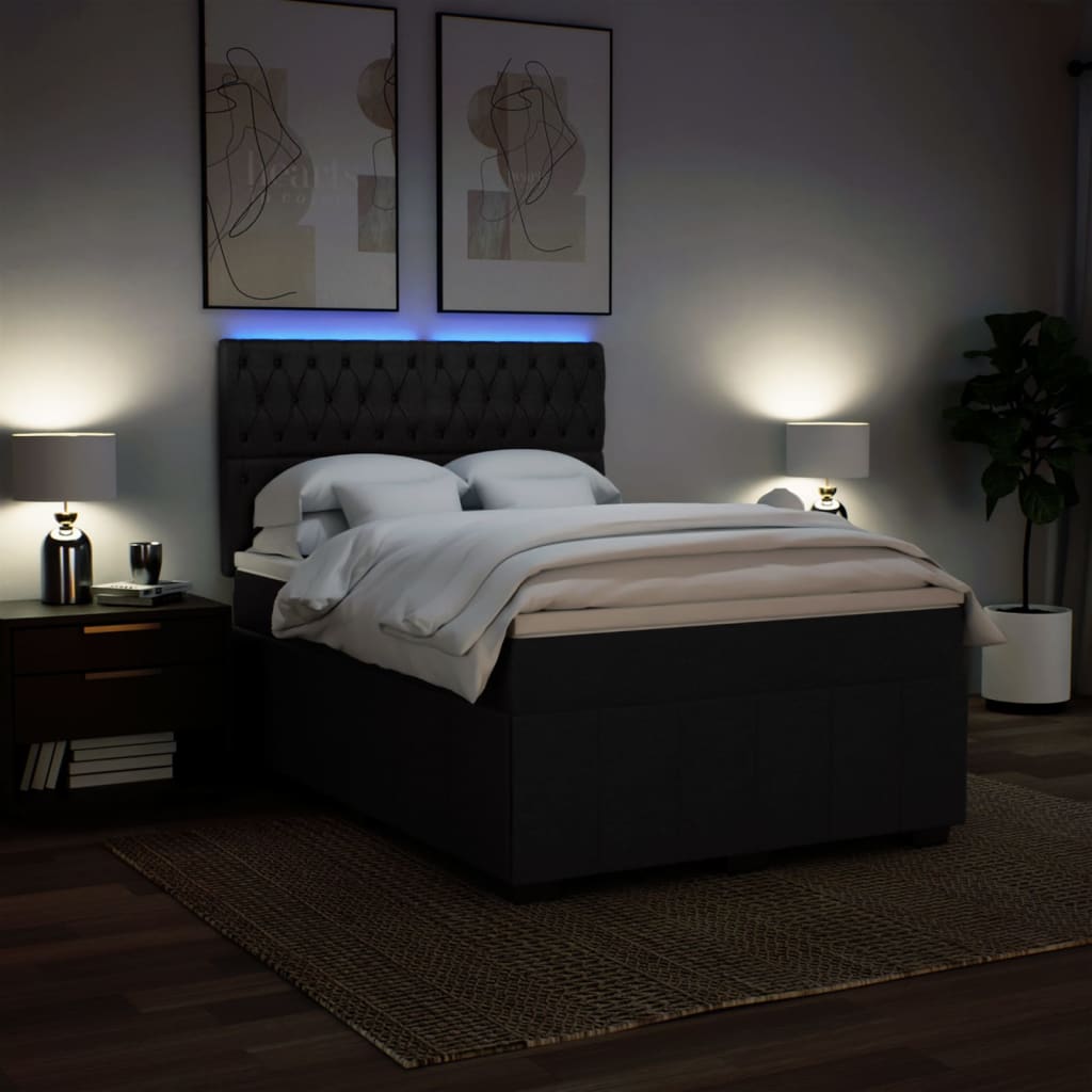 Boxspring met matras stof zwart 140x200 cm is nu te koop bij PeponiXL, paradijselijk wonen!