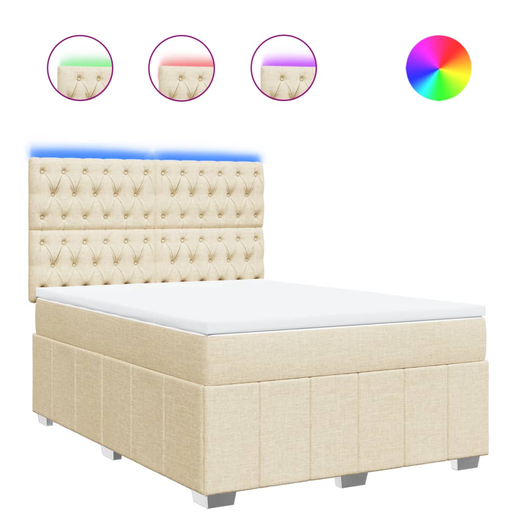 Boxspring met matras stof crèmekleurig 140x200 cm is nu te koop bij PeponiXL, paradijselijk wonen!