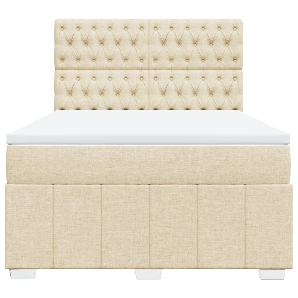 Boxspring met matras stof crèmekleurig 140x200 cm is nu te koop bij PeponiXL, paradijselijk wonen!
