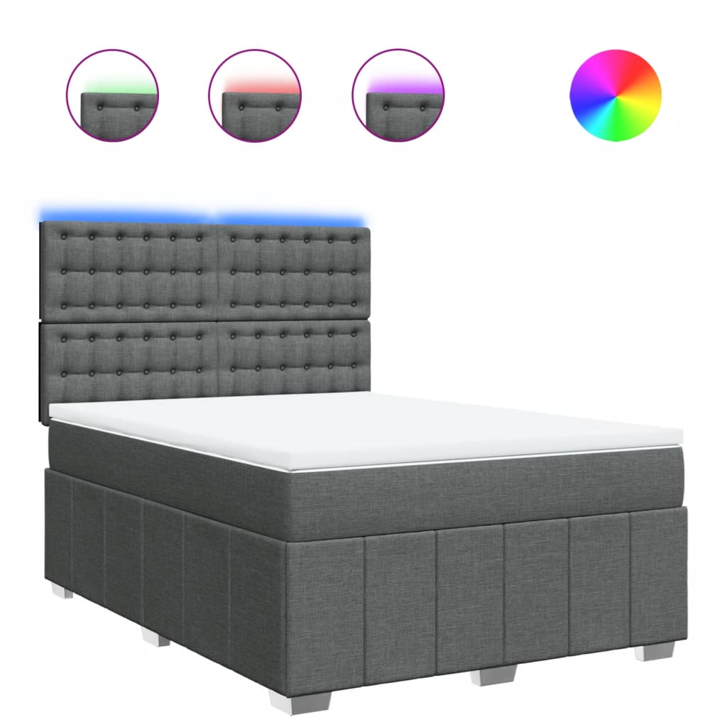 Boxspring met matras stof donkergrijs 140x200 cm is nu te koop bij PeponiXL, paradijselijk wonen!