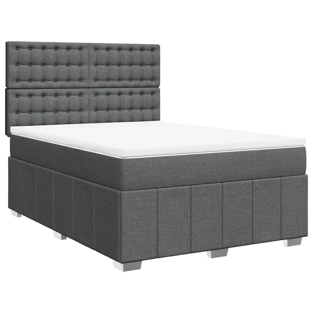 Boxspring met matras stof donkergrijs 140x200 cm is nu te koop bij PeponiXL, paradijselijk wonen!