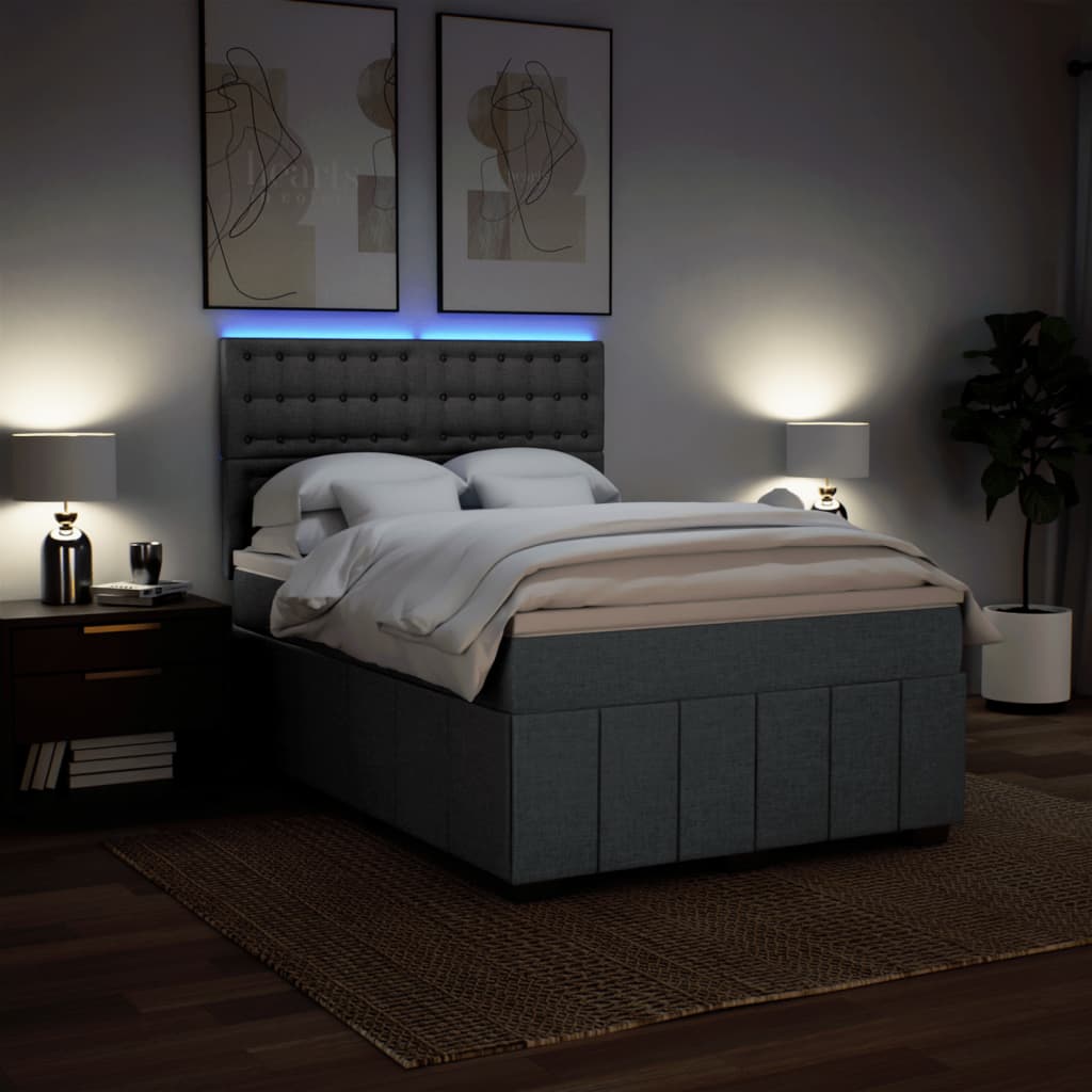 Boxspring met matras stof donkergrijs 140x200 cm is nu te koop bij PeponiXL, paradijselijk wonen!