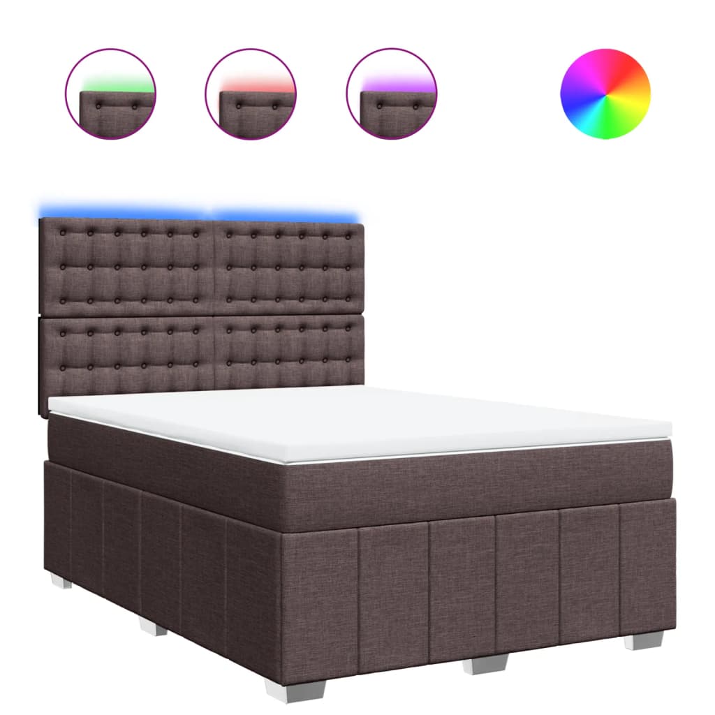 Boxspring met matras stof donkerbruin 140x200 cm is nu te koop bij PeponiXL, paradijselijk wonen!