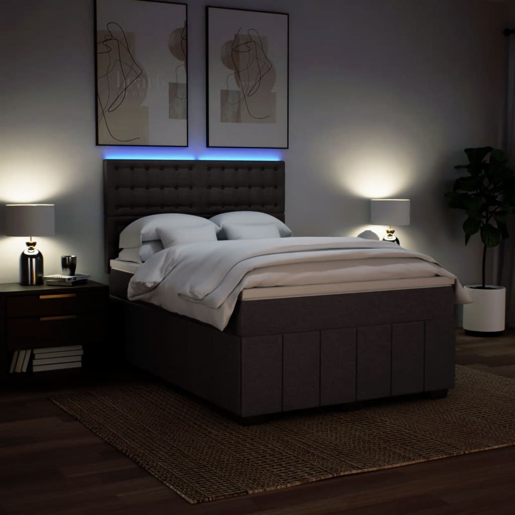 Boxspring met matras stof donkerbruin 140x200 cm is nu te koop bij PeponiXL, paradijselijk wonen!