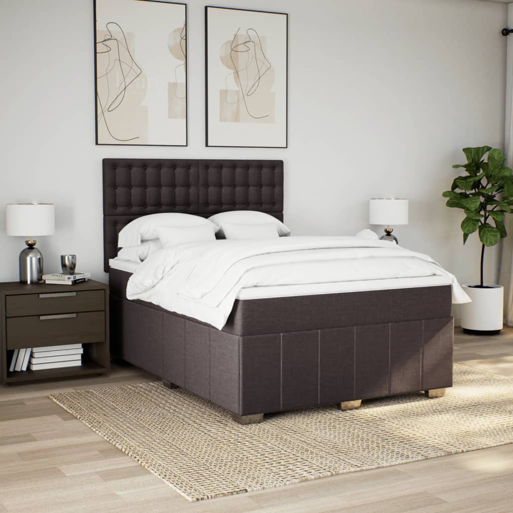 Boxspring met matras stof donkerbruin 140x200 cm is nu te koop bij PeponiXL, paradijselijk wonen!