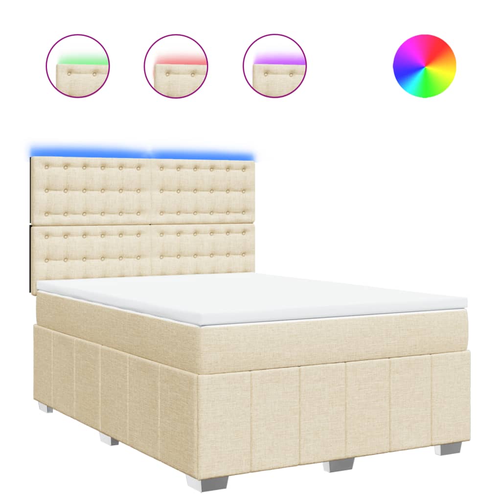 Boxspring met matras stof crèmekleurig 140x200 cm is nu te koop bij PeponiXL, paradijselijk wonen!