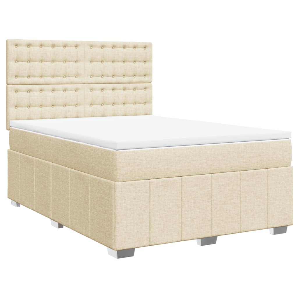 Boxspring met matras stof crèmekleurig 140x200 cm is nu te koop bij PeponiXL, paradijselijk wonen!