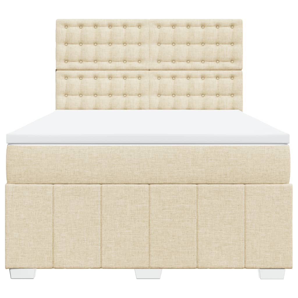 Boxspring met matras stof crèmekleurig 140x200 cm is nu te koop bij PeponiXL, paradijselijk wonen!