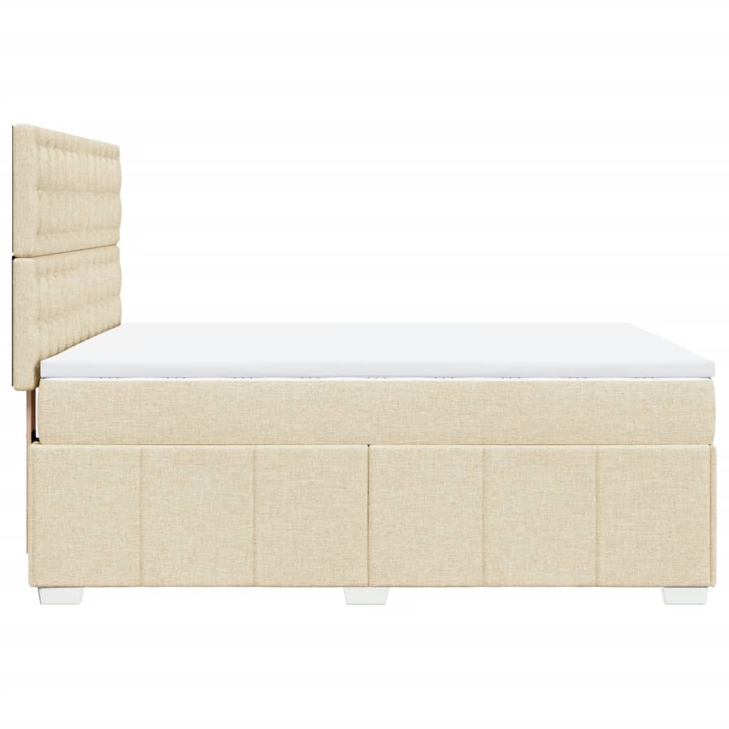 Boxspring met matras stof crèmekleurig 140x200 cm is nu te koop bij PeponiXL, paradijselijk wonen!